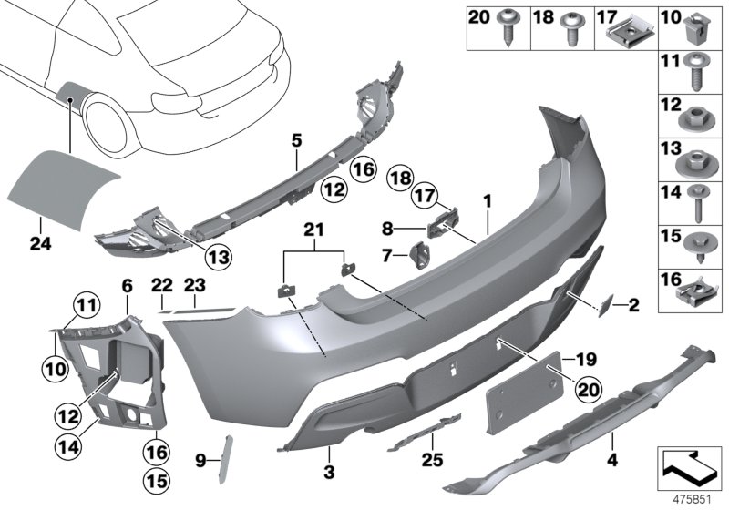 M trim panel, rear