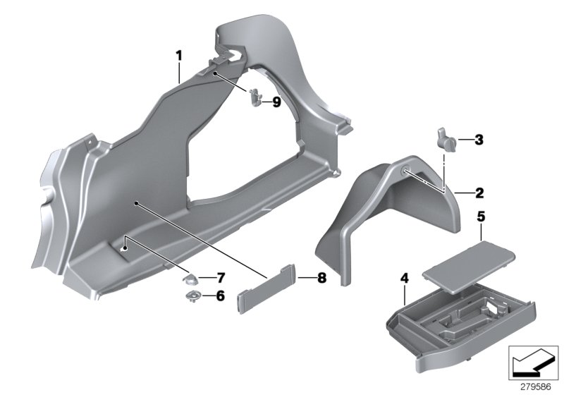 Trunk trim panel, right