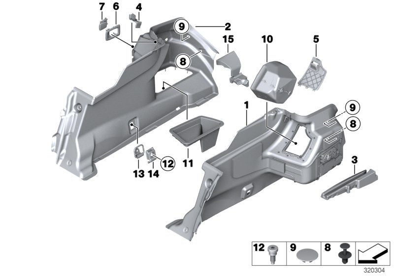Lateral trunk floor trim panel