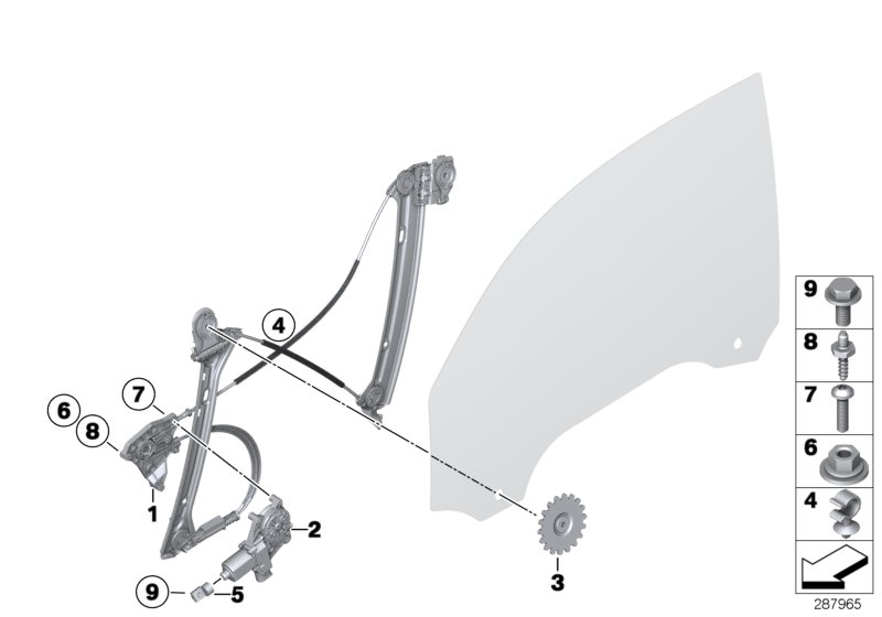 Door window lifting mechanism front