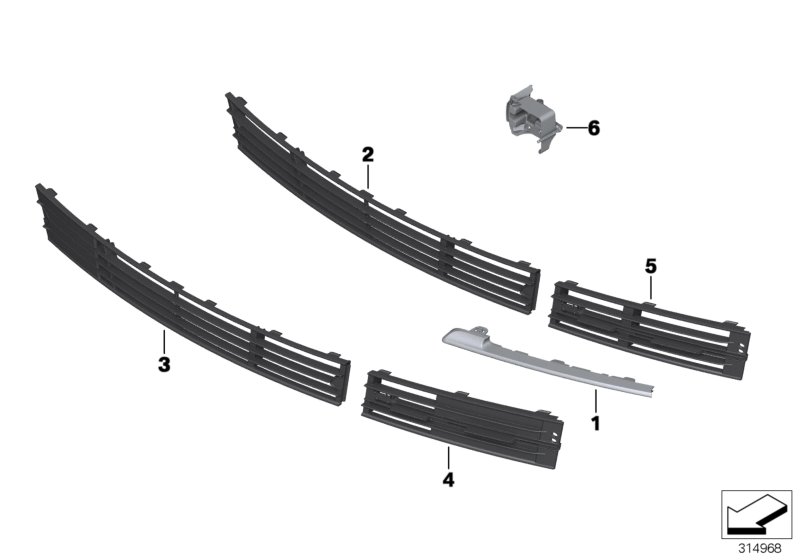 Trim panel, trim elements, front
