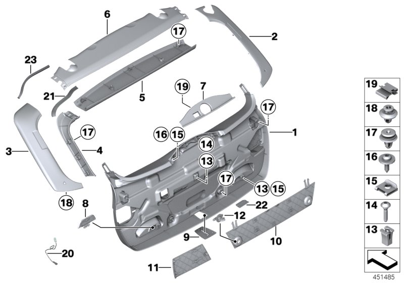 Trim panel, trunk lid