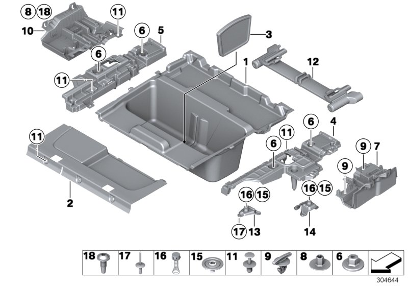 Mounting parts for trunk floor panel