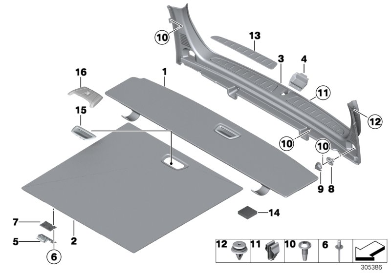 Trim panel, trunk floor
