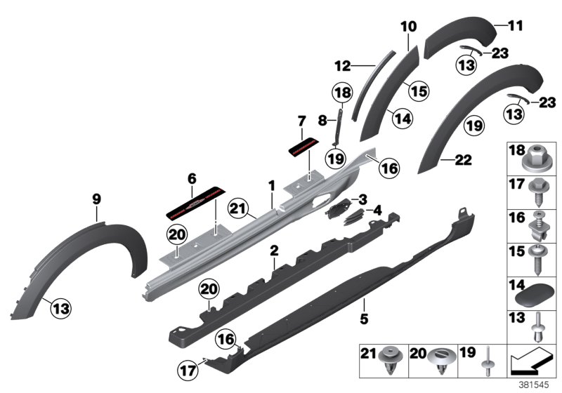 Cover door sill / wheel arch