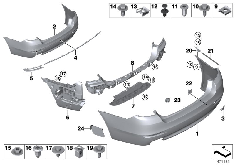 Trim panel, rear