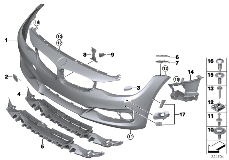 Trim panel, front
