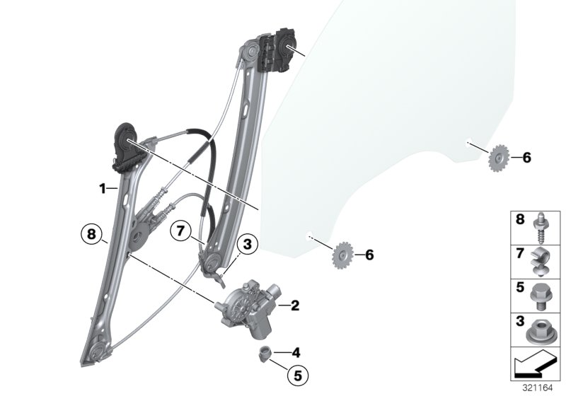 Door window lifting mechanism front