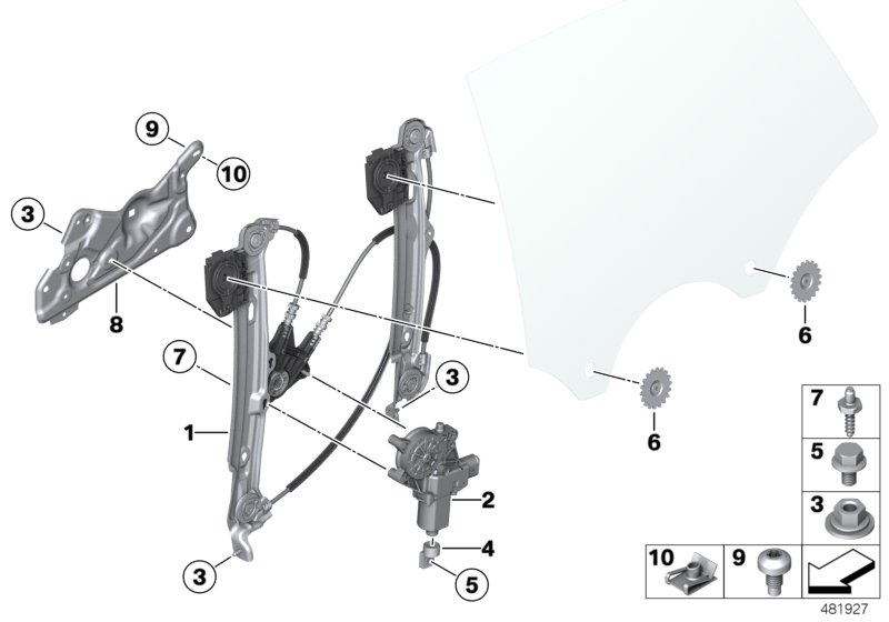 Door window lifting mechanism rear
