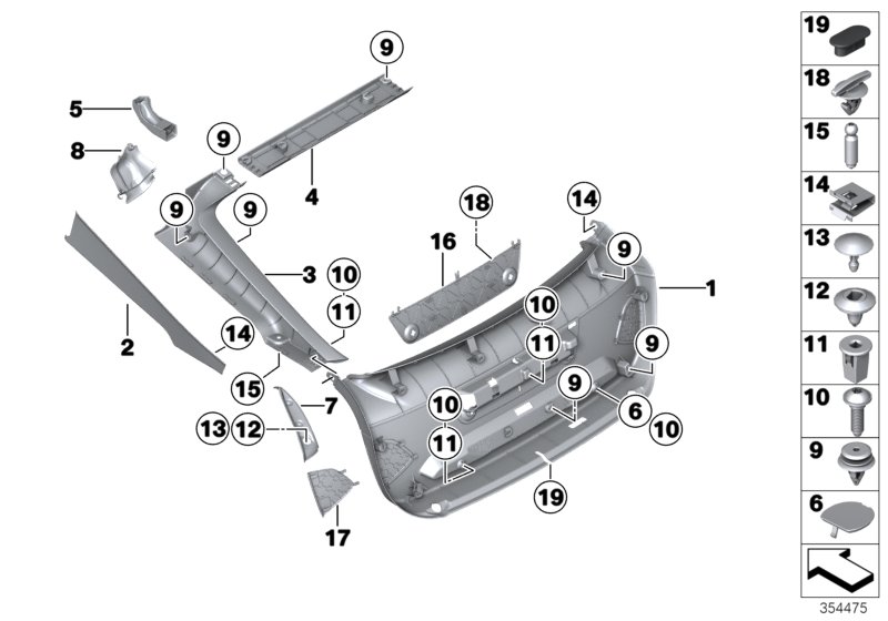Trim panel, trunk lid
