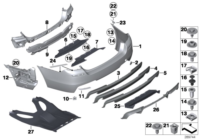 Trim panel, rear
