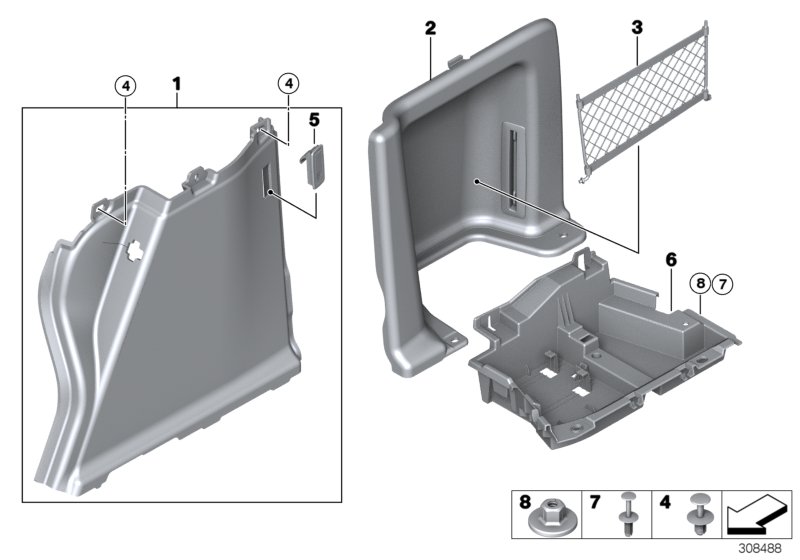 Trunk trim panel, right