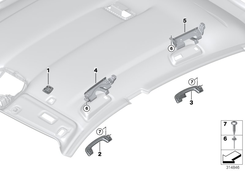 Mounting parts, roofliner