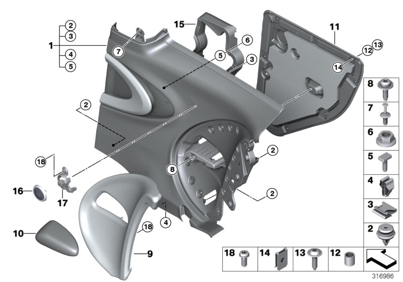 Lateral trim panel rear