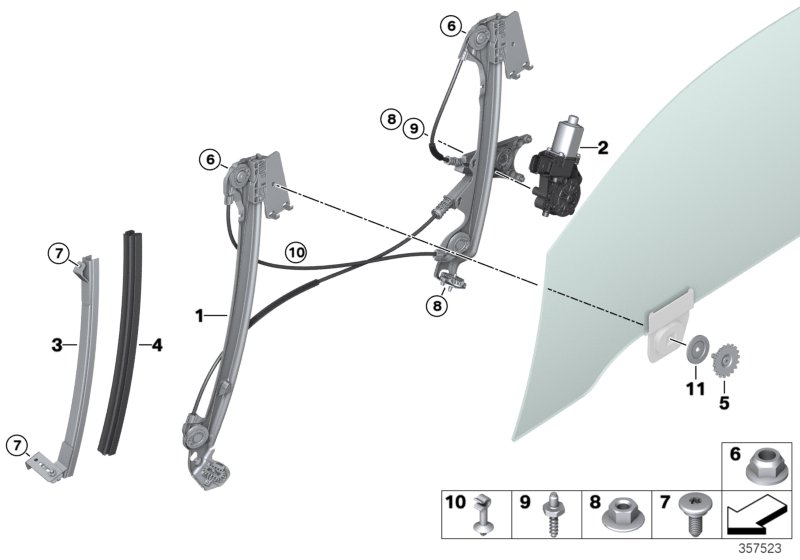 Door window lifting mechanism front