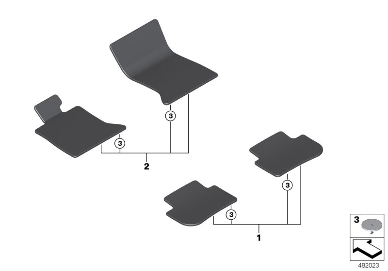 Set of floor mats