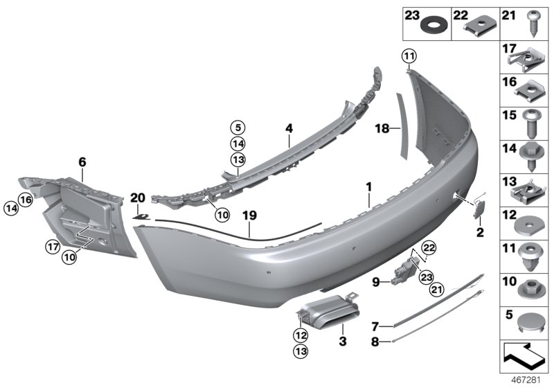 Trim panel, rear