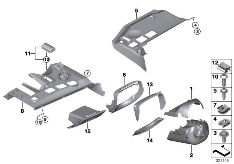 Mounting parts, instrument panel, bottom