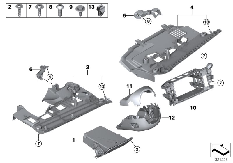 Mounting parts, instrument panel, bottom