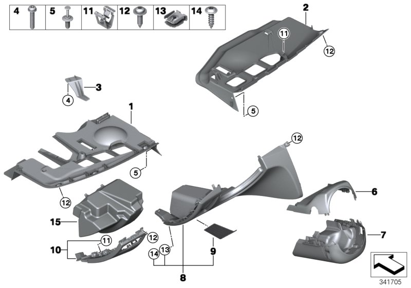 Mounting parts, instrument panel, bottom