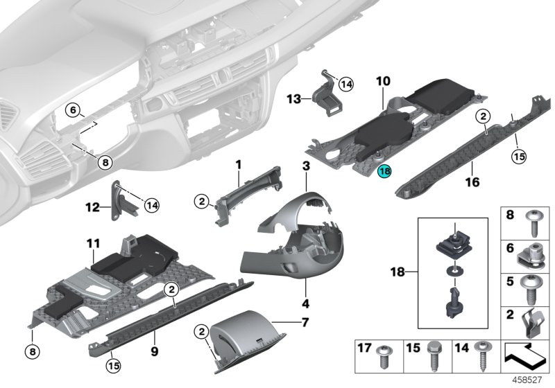 Mounting parts, instrument panel, bottom