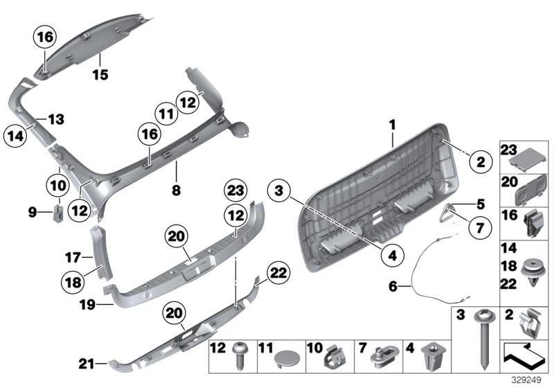 Trim panel, trunk lid