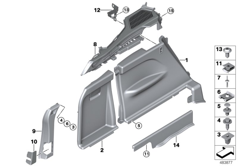 Trunk trim, left