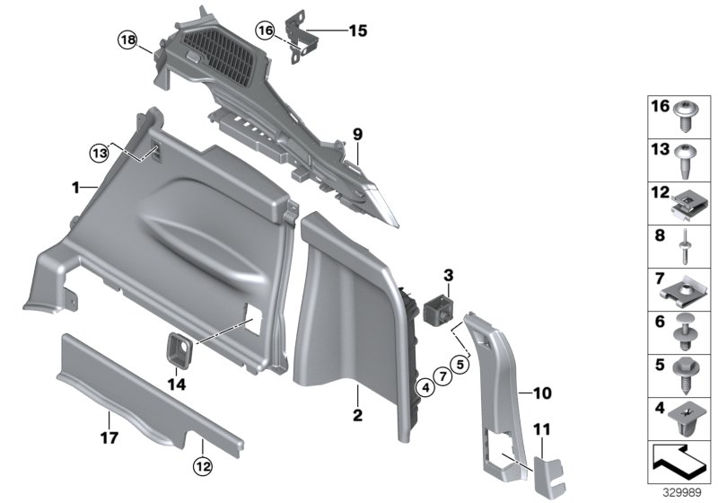 Trunk trim panel, right