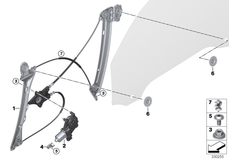 Door window lifting mechanism front