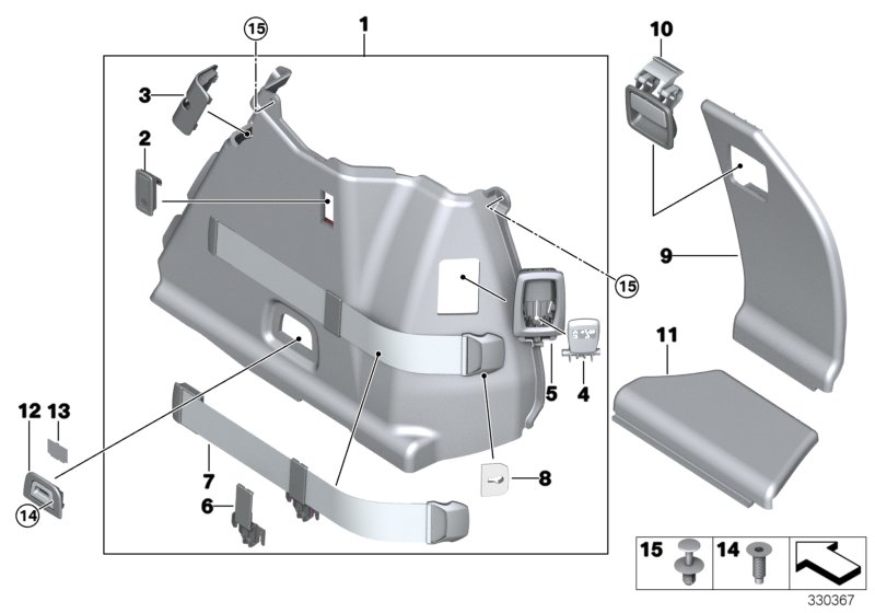 Trunk trim panel, right