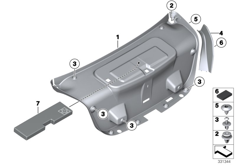 Trim panel, trunk lid