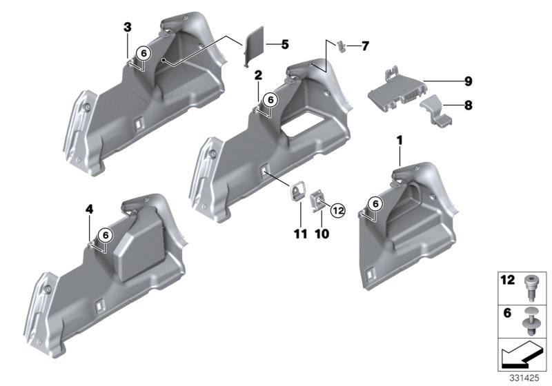 Trunk trim panel, right
