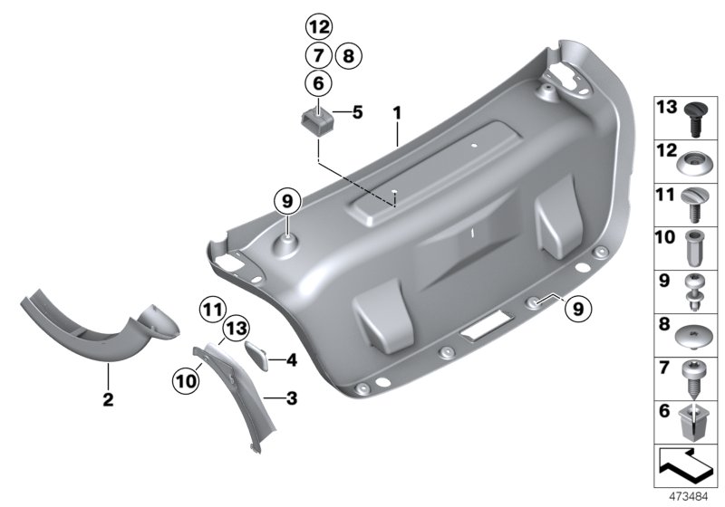 Trim panel, trunk lid