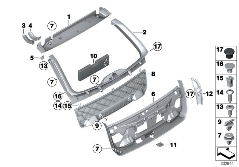 Trim panel, trunk lid