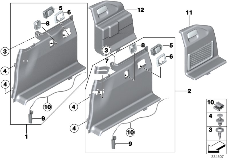 Trunk trim panel, right