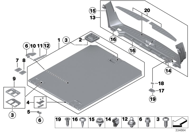 Trim panel, trunk floor