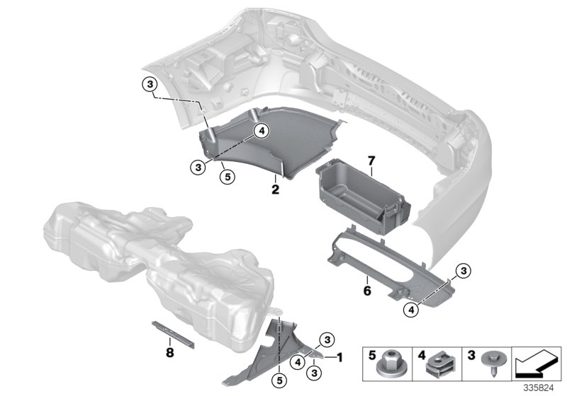 Underbody panelling, rear