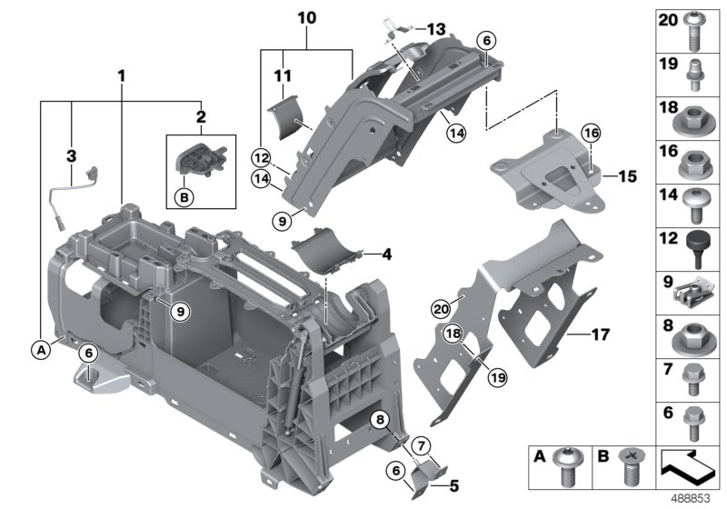 Centre console, rear cabin