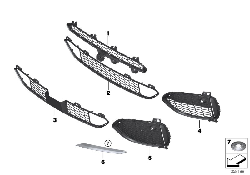 M trim panel, trim elements, front