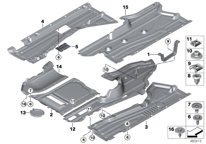 Underbody panelling, front