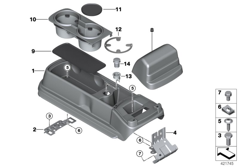 Centre console, rear cabin