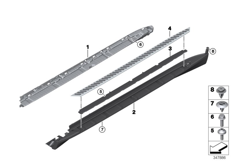 Trim, sill / wheel arch footboard