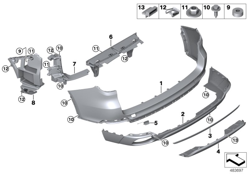 Trim panel, rear