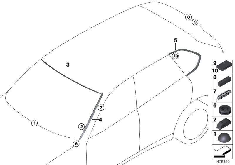 Glazing, mounting parts