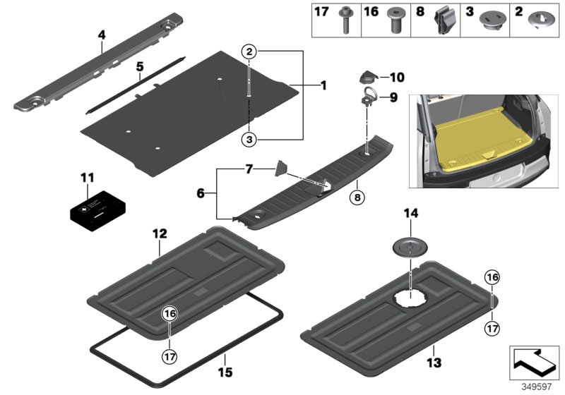 Trim panel, trunk floor