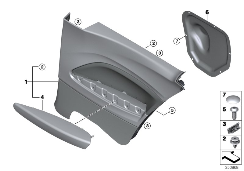 Lateral trim panel rear