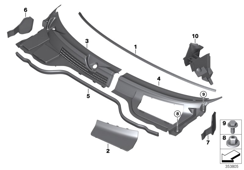 Trim panel, cowl panel, exterior