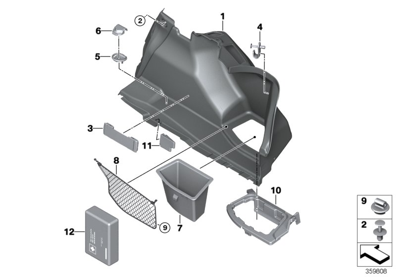 Trunk trim panel, right