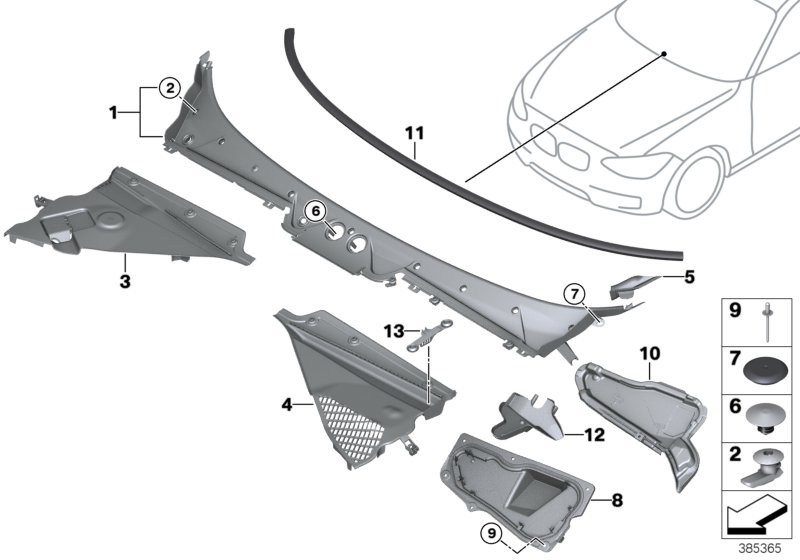 Trim panel, cowl panel, exterior
