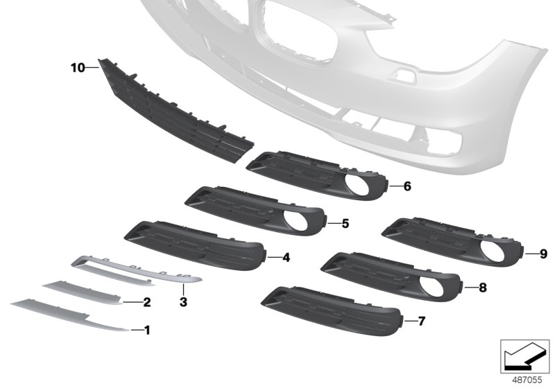 Trim panel, trim elements, front